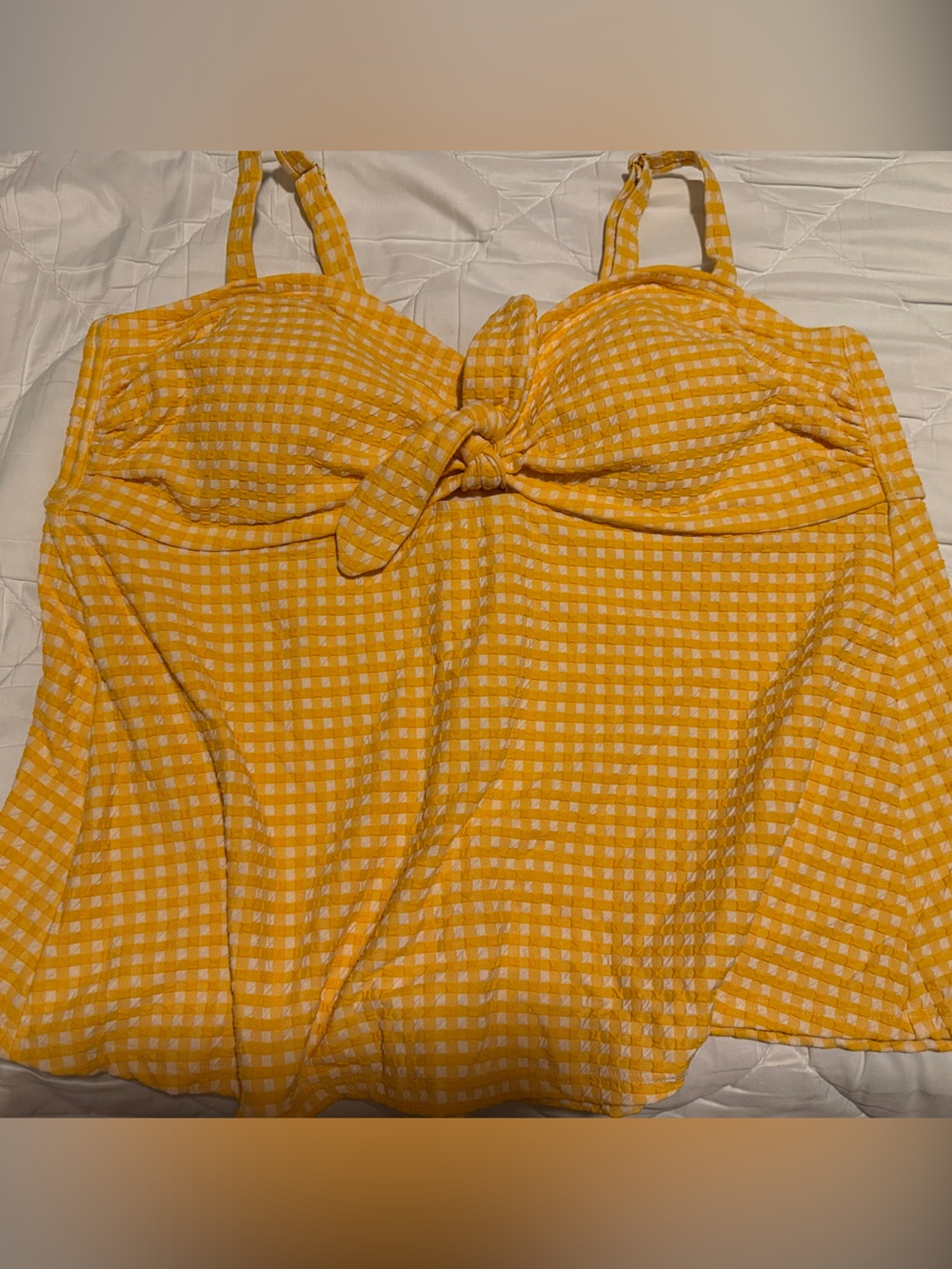 Shade & Shore Yellow Checkered Swim Top
